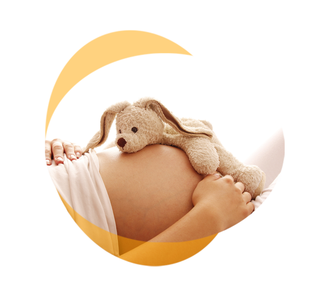 Babybauch mit Kuscheltier