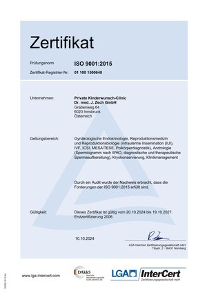 Zertifikat DIN EN ISO 2001-2015